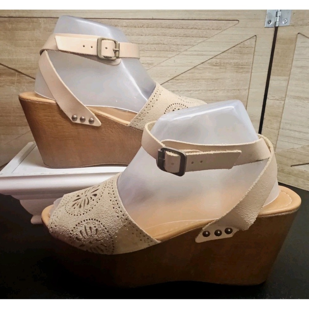 Seychelles Anthropology Suede Platform Wedge Sandals 9.5 Boho Y2k EUC #754
